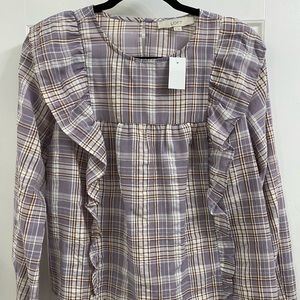 Loft long sleeve plaid blouse